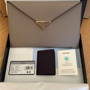 Prada Saffiano Leather Envelope Clutch